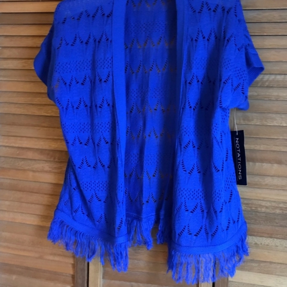 NWT Notations Blue Short Sleeves Cardigan